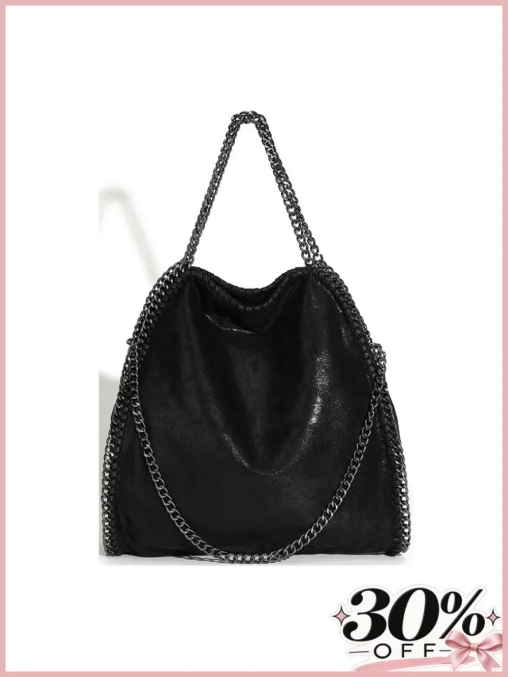 Faux Leather Hobo Bag Chain Strap Crossbody Shoulder Handbag